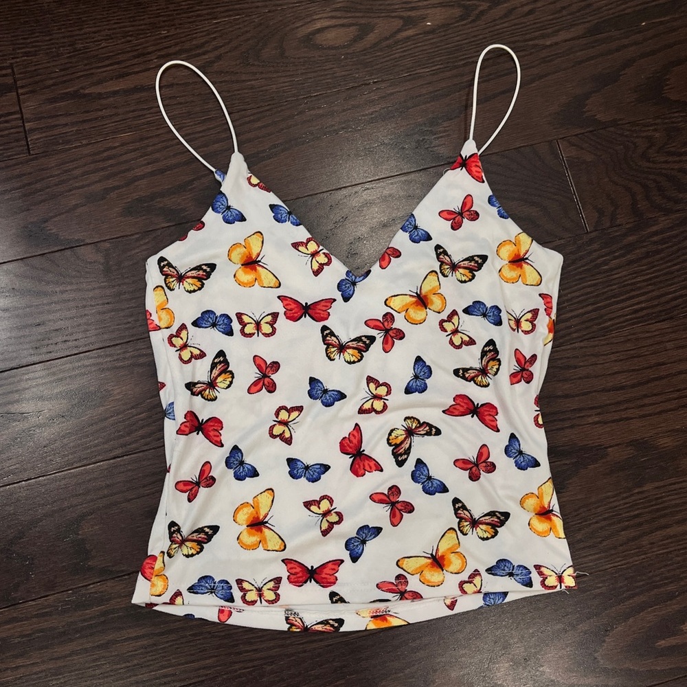 Butterfly Print Spaghetti Strap Top